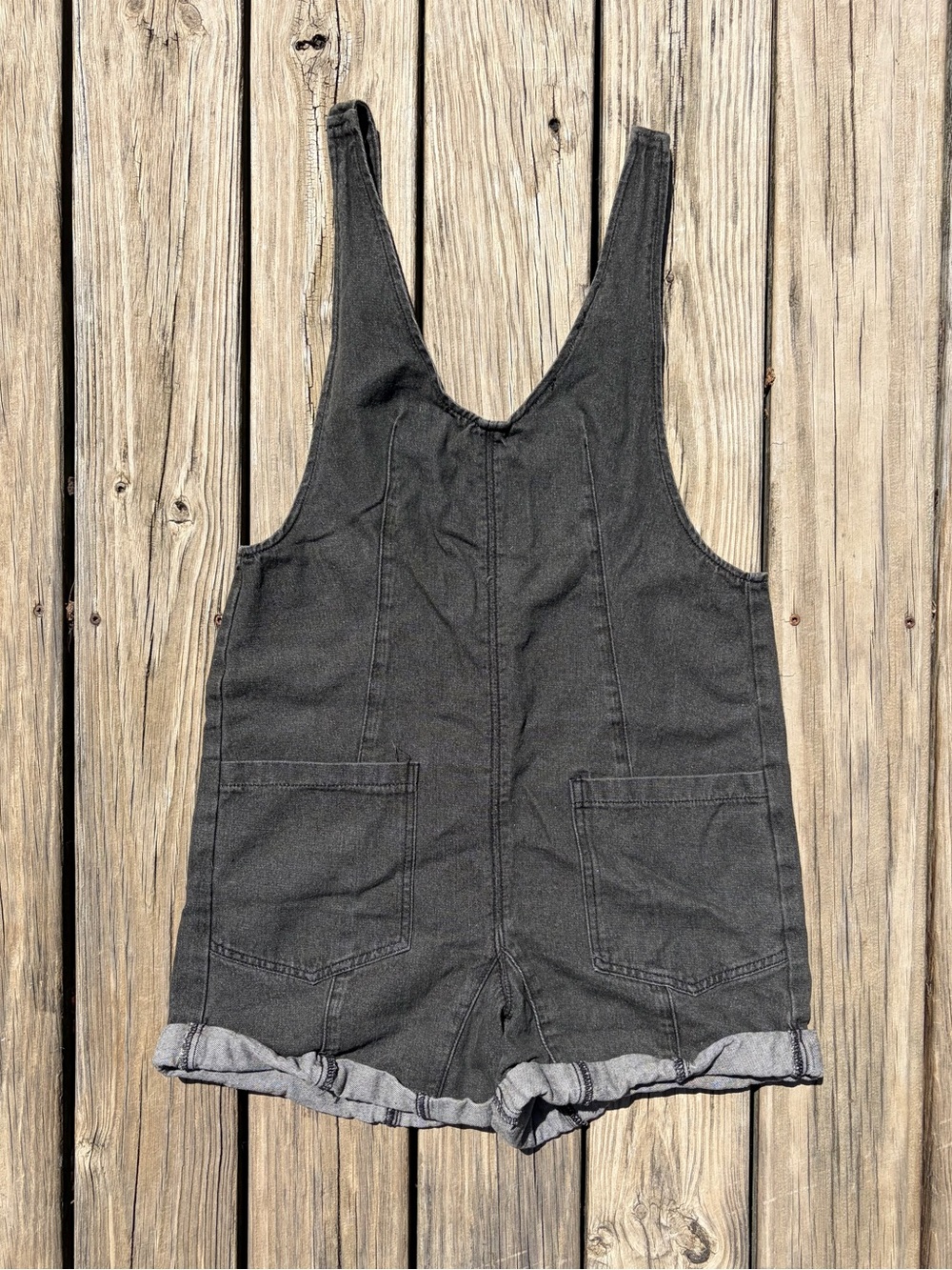 Washed Black Denim Shortalls